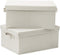 HOONEX Foldable Storage Bins with Lids, 2 Pack, Beige Storage Boxes for Shoes, Books, Clothes, Linens