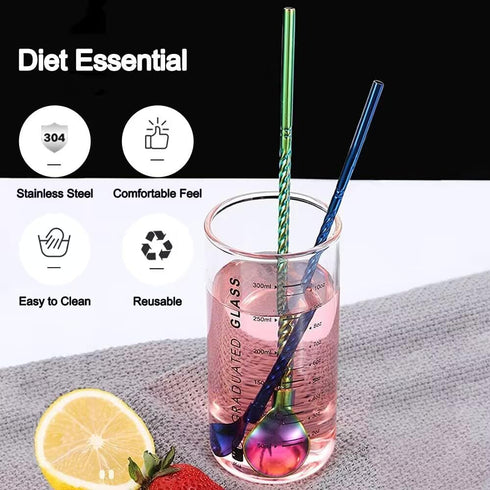 6 PCS Long Handle Spoon - 9 Inch Ice Tea Spoon, Ice Cream Spoon, Reusable Stainless Steel Straw Spoon