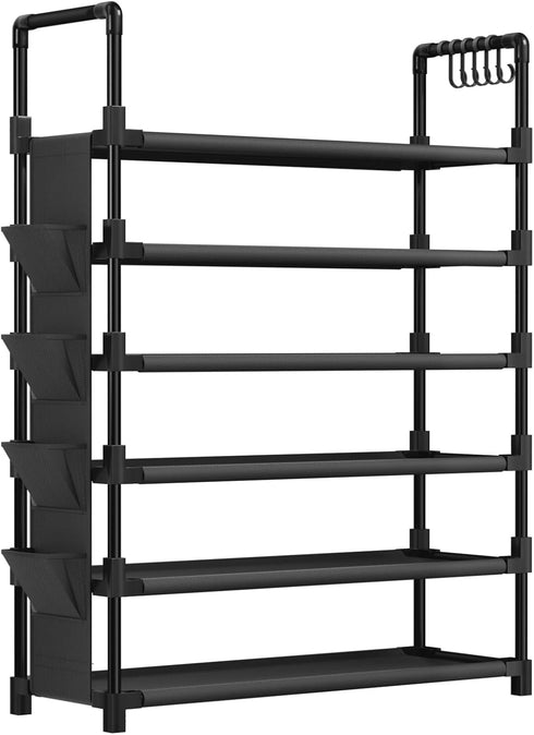 6 25-30 Closet,Entryway,Hallway,Dorm (6 Mavivegue Tier Shoe Rack for Pairs of Shoes,Metal Shoe Rack with Hook and Side