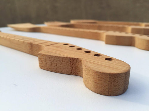 Bamboo Guitar Neck Shaped Kitchen Cooking Utensil Set - Set of 4: Spoon, Spatulas, Salad Fork, Musician Gifts