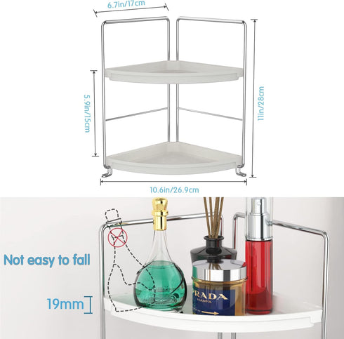 2-Tier Countertop Corner Bathroom Sink Organizer-Vanity Tray Cosmetic & Makeup Storage-Kitchen Spice Rack Standing