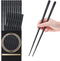 GLAMFIELDS 10-Pairs Black Flower Fiberglass Chopsticks - Reusable Sushi Chopsticks, Dishwasher Safe, 9.5 Inches