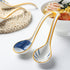 Soup Spoon Set of 4, Japanese and Korean Curved Handle Ceramic Ramen Spoons for Pho, Miso, Salad