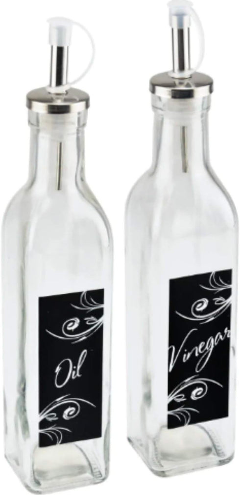 TopNotch Outlet Oil and Vinegar Dispensers - 2-Piece Oil and Vinegar Glass Bottle Set