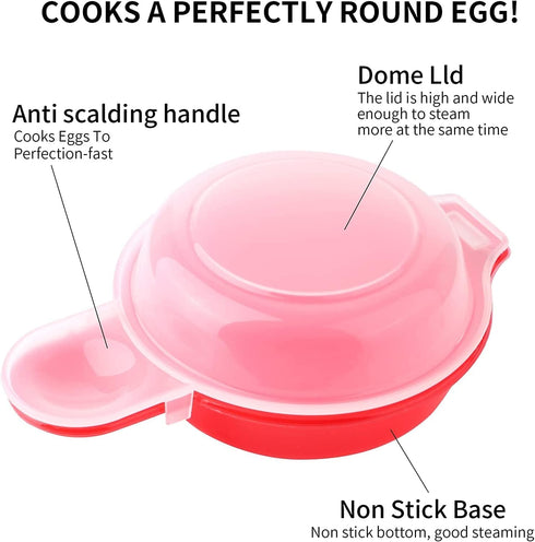 2pcs Microwave Egg Cooker, Fast 1 Minute Egg Maker for Hamburg Omelet Kitchen Cooking Tool