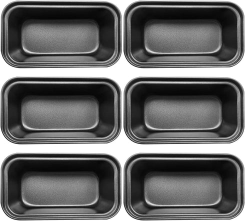 6 PCS Nonstick Carbon Steel Mini Loaf Pans, 6.2" x 3.2" for Baking Bread