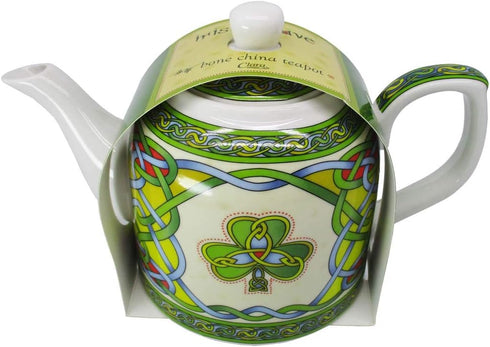 Royal Tara 12.5 cm 20 cm 0.65 Shamrock Porcelain Teapot - Irish Tea Pot Celtic Knot Tea with Removable Lid - Made