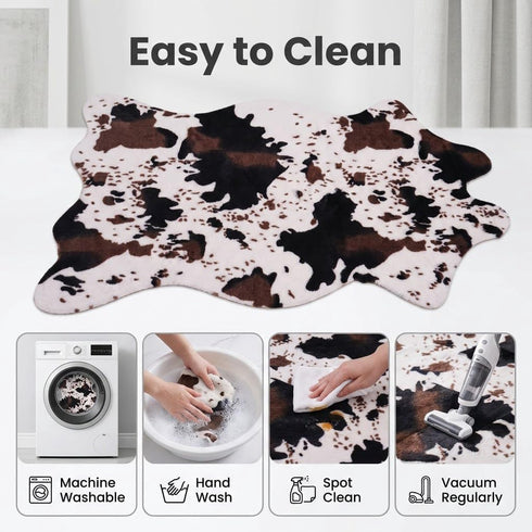 2'6"x3'7" (75x110cm) Cow Print Rug, Faux Fur Cowhide Area Rug for Living Room, Bedroom,Nursery Decor, Western Farmhouse