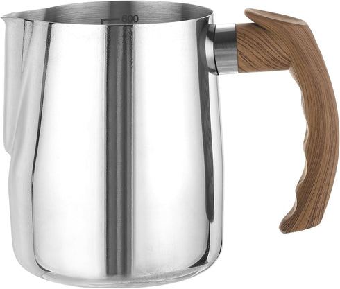 uxcell 20oz/600ml Stainless Steel Milk Frothing Pitcher Jug with Handle for Home Cafe Bar Restaurant, Silver