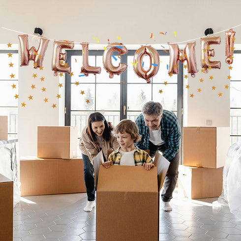 16inch WELCOME Letter Balloons, Rose Gold Alphabet Foil Mylar Balloons for Party Decoration Supply