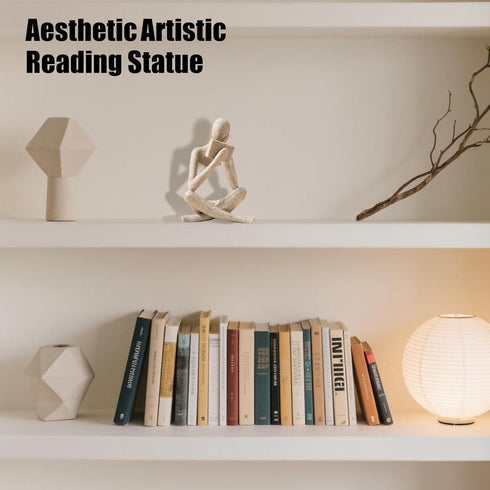 UTTCMK Bookshelf Decor Reading Statue - Abstract Art Thinker Sculpture Bookend for Shelves Aesthetic, Modern Home