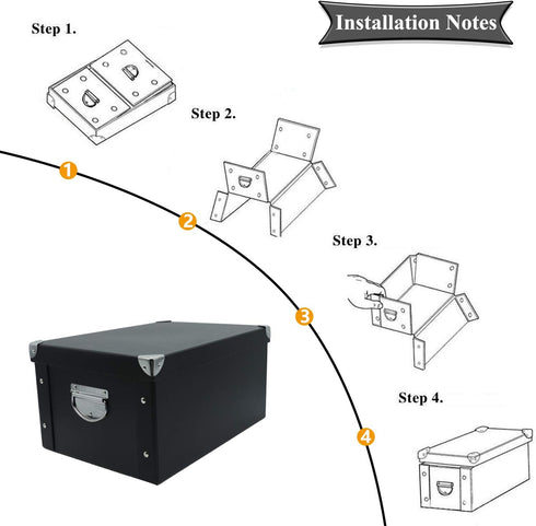 GUOZI Collapsible Storage Box, Decorative Memory Box with Lid & Handles, Cardboard File Bin for Keepsakes