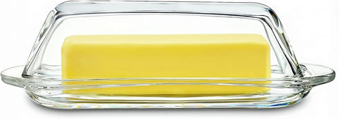 7 Inches Glass Butter Dish with Lid for Countertop - Crystal Glass
