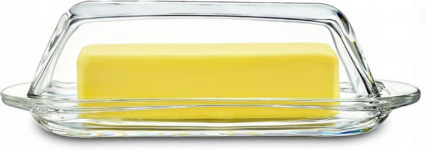 7 Inches Glass Butter Dish with Lid for Countertop - Crystal Glass