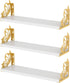 Hoikwo 3 Pack Butterfly Wall Shelves, White Gold Floating Book Shelves, for