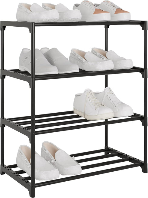 Yegazte Small Metal Shoe Rack,Stackble Shoe Stand Storage Organizer for Entryway, Hallway and
