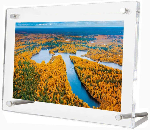 Frameless Clear Acrylic Tabletop Photo Frames, Free Standing Desktop Picture Frame (5x7)