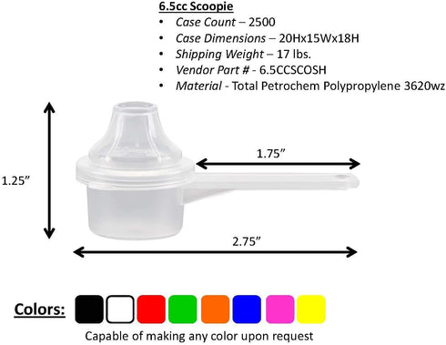 Plastic Measuring Scoop with Funnel, The Scoopie (6.5 cc | 1 1/3 Teaspoon | 6.5 mL) for Powders and Spices