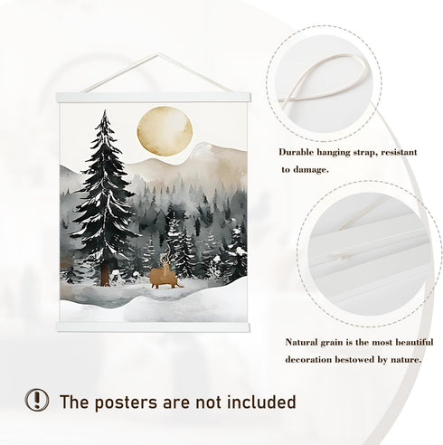 Artmag 22" Magnetic Poster Hanger Frame, Light Wood Wooden Magnet Canvas Artwork Print Poster Hangers Kit (White, 22x34