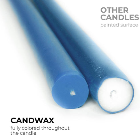CANDWAX 8 inch Dark Blue Tapered Candles - Set of 12 Dripless Dinner Candles