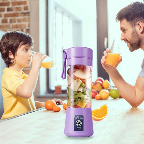 Portable Blender Cup, Electric USB Juicer Blender, Mini Blender for Shakes and Smoothies, 380ml, Light Purple