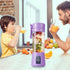 Portable Blender Cup, Electric USB Juicer Blender, Mini Blender for Shakes and Smoothies, 380ml, Light Purple