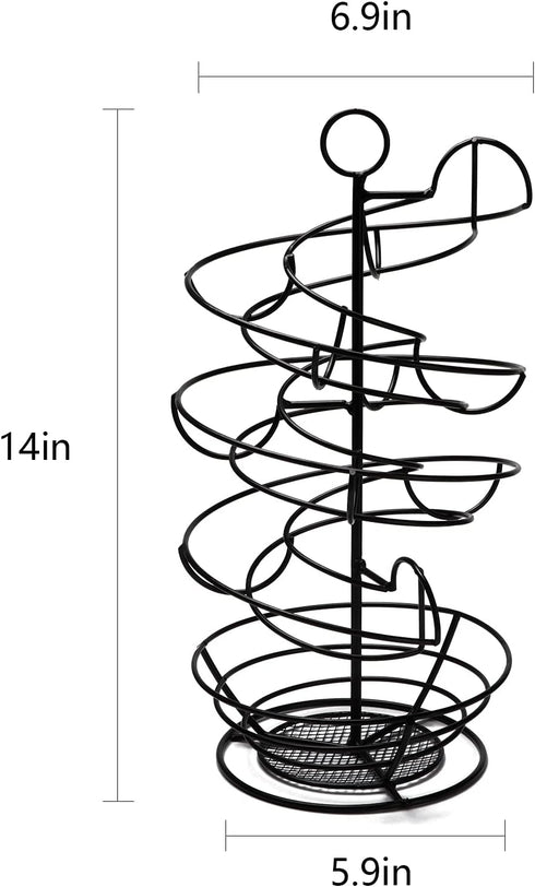 Countertop, QUTREY Black Metal Egg Skelter with Storage Basket, Spiral Design Egg Holder for Large Egg for Kitchen