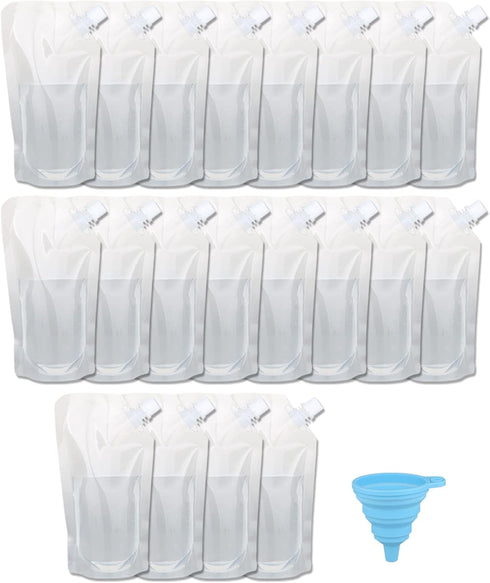 20 Pcs Reusable Sneak Travel Drinking Alcohol Flask Concealable Plastic Flasks with Funnel (16 oz)