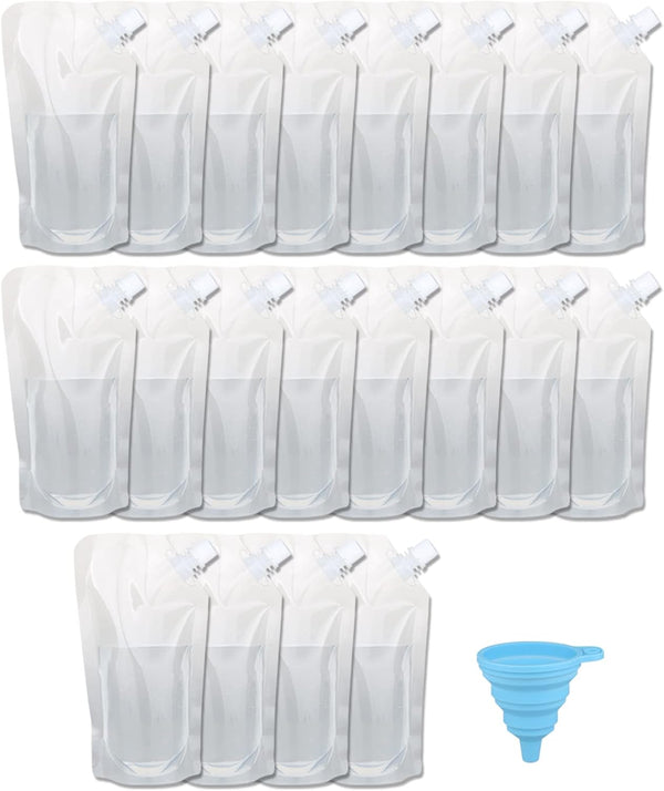 20 Pcs Reusable Sneak Travel Drinking Alcohol Flask Concealable Plastic Flasks with Funnel (16 oz)
