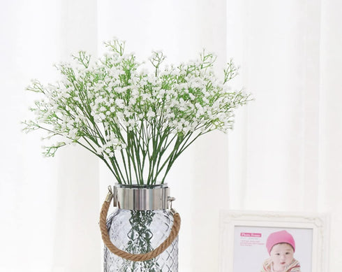 9 Pack Real Touch Artificial Baby's Breath Flowers - 21" Bendable Stems for Wedding Bouquets