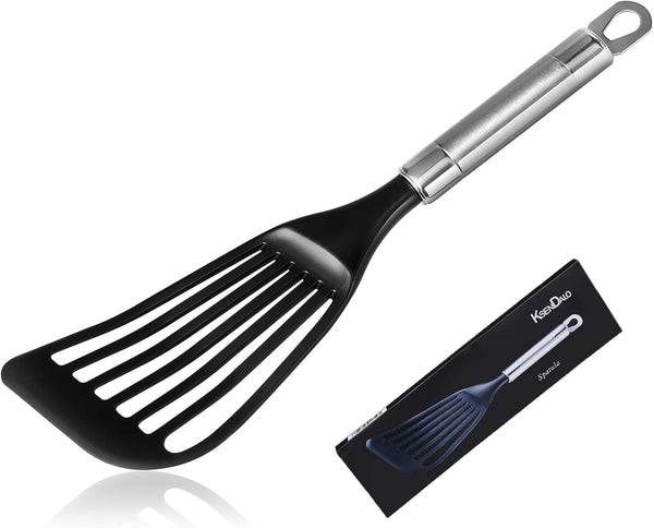 KSENDALO Thin Kitchen Spatula Turner for Egg, Fish, Slotted Flexible Plastic Spatula for Nonstick Cookware, Ideal