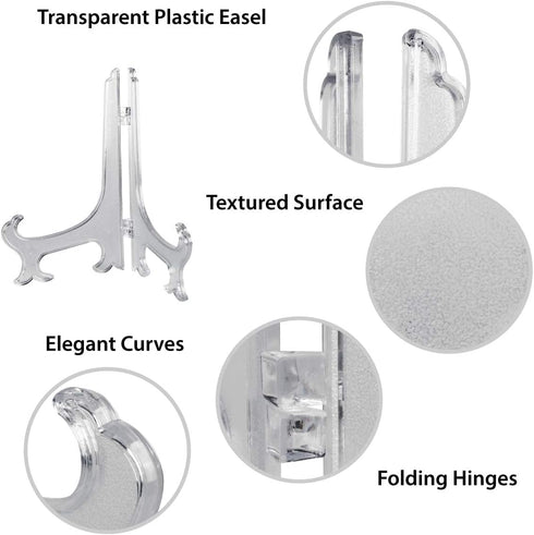Super Z Outlet 8.5" Clear Plastic Easels, Stand/Plate Holders for Pictures, Placecards, Home Decoration (12)