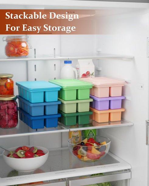 ZDPMK 3 Pack 2 Inch Large Silicone Ice Cube Trays with Lids, Large Ice Cube Molds for Whiskey, Easy-Release Square Big