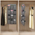 Closet 24 Dual Sided Hanging Shoe Organizer for with Large Pockets Hanging Shoe Rack Holder with Rotating Hanger (GREY)