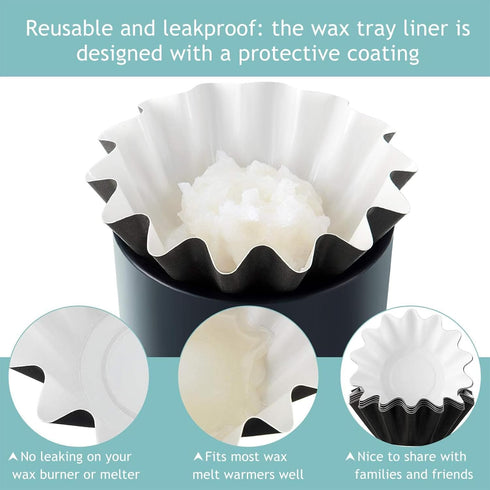 Boao Reusable Wax Melt Liners, Leakproof Cups for Scented Candle, 25 Pieces, Paper Holders for Electric Melter (Blue)