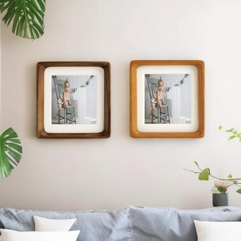 4x4 3x3 4x4,Square Natural Picture Frame Wood with Mat for Pictures or Wall Photo Frames Made of Solid Walnut Wood