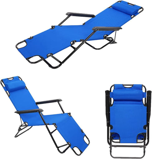 Kcelarec Outdoor Folding Chaise Lounge Chair, Patio Sun Lounger Reclining Beach Chair Sun
