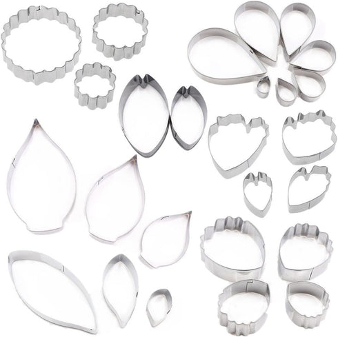 Yawsoy 26Pcs Stainless Steel Gum Paste Flower and Leaf Cutter Set – Fondant Flower Cookie Cutter Sugarcraft Flower