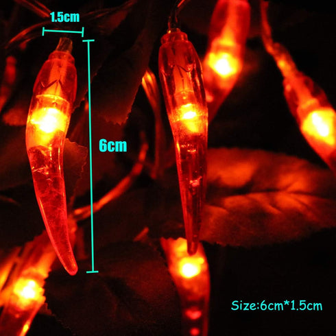 Dreamworth Lights,10ft 20 Red Chili String LED Chili String Lights Battery Operated Remote Contol Fairy Lights