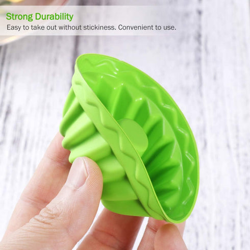 12Pcs Non-Stick Silicone Fluted Cake Mould, Round Baking Pan for Cake, Gelatin, Mousse, Bread (2.55 x 2.55 x 1.18 Inch)