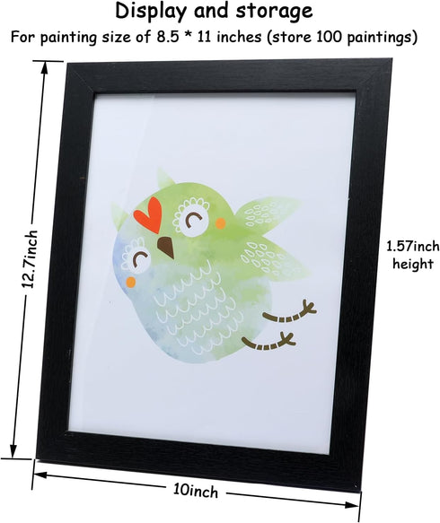 Kids Art Frame, Black, Changeable Display 8.5"×11" or 7"×9" with Magnetic Door for Children Artwork