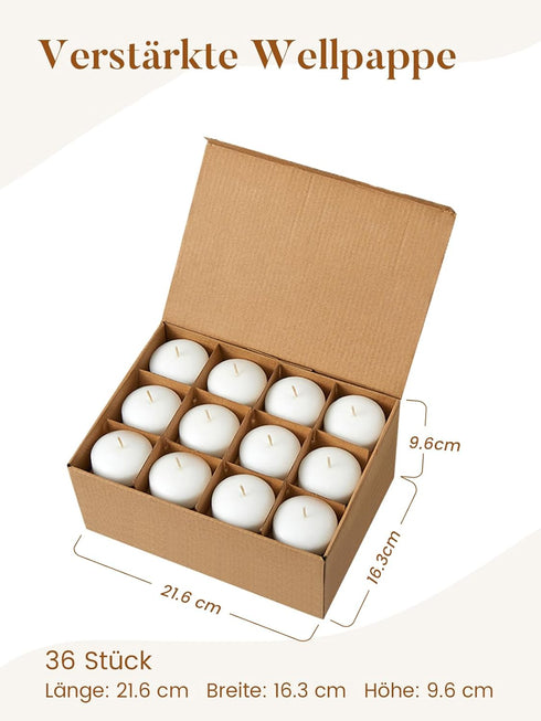 2 inch, 36 Pack 5-6 Set Ashlux White Floating Candles Floating Candles Hours Long Burning, Unscented Floating Candle