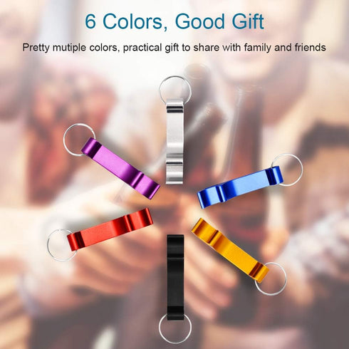 Mcyye 6PCS Colorful Beer Bottle Openers, Premium Metal Keychain Beverage Bottle Opener for Men and Women, Easy to Carry