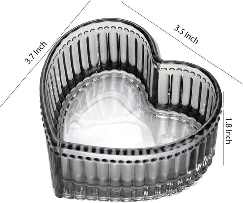Glass Heart-shaped Candy Bowl Snack Bowl Dessert Bowl Fruit Bowl Ring Holder Dish Wedding Party Decor-Gray-5 OZ by WAIT FLY