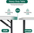 4ft Folding Table - Heavy Duty Fold-in-Half Plastic Table with Adjustable Height, Portable Utility Tables with Steel