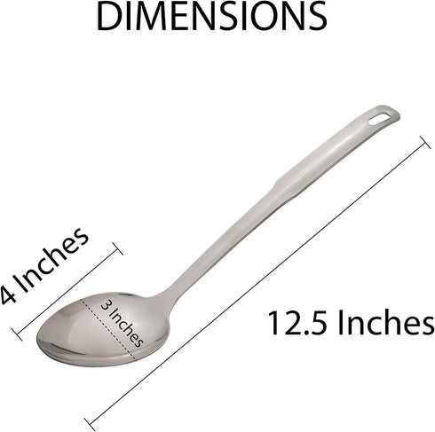 HIC Kitchen Solid Serving Spoon with Long Handle, 12.5-Inch, 18/8 Stainless Steel