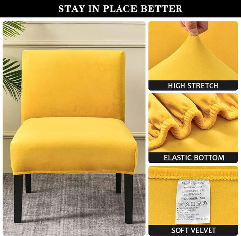 Armless Armless Armless Accent Chair Covers, Stretch Chair Slipcover Velvet Chair Covers Furniture Protector for Living