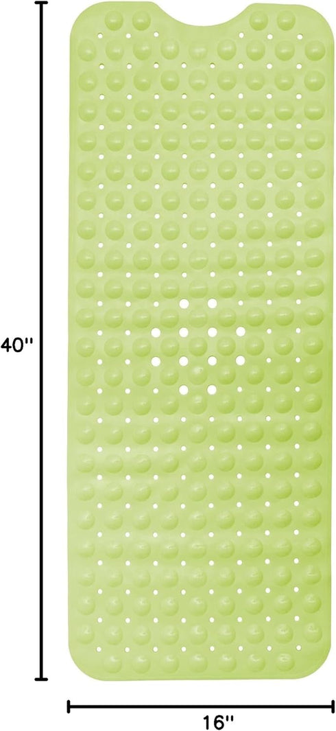 ENKOSI Large Non Slip Bath Mat - Extra Long 40 x 16 Inch Bathroom Mats for Tub, Anti Slip Green Bathmats