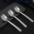 ChenShuo Stainless Steel Flat Bottom Dinner Spoons, Korean Spoons with Long Handles, 7.2 Inches, 4 Pack, Dishwasher Safe
