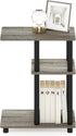 3-Tier Furinno C-Shape Sofa Side Table in French Oak/Black - Design